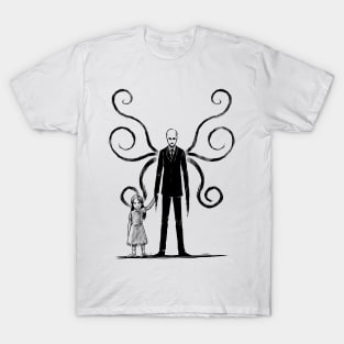 Ethereal Shadows: The Enigmatic Encounter of Slender Man and the Lost Innocence T-Shirt